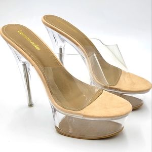 NWB Womens Clear Stiletto High Heel Platform Sandals size 9